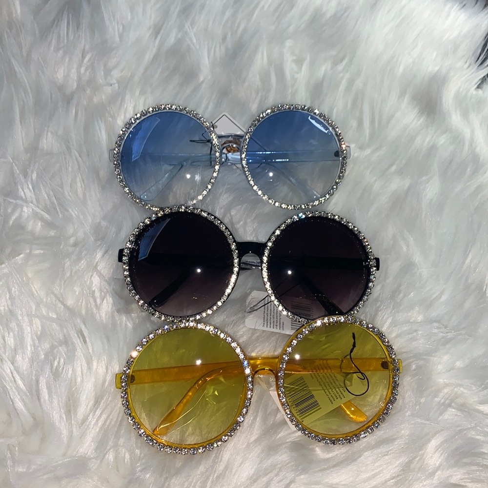 Bling Oversized Large Round Frame Sunglasses